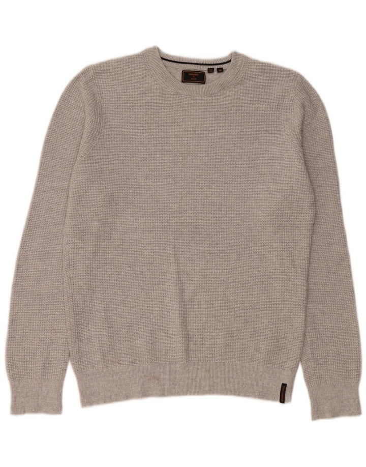 Superdry Mens Crew Neck Jumper Sweater Medium Grey Cotton