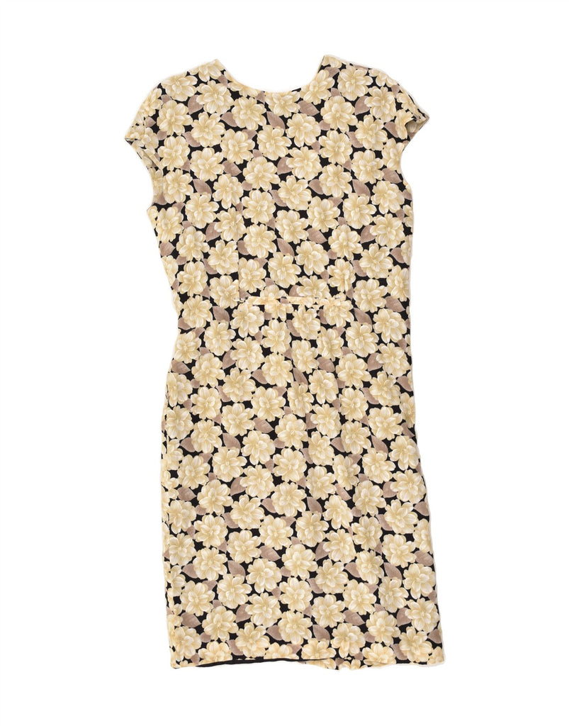 GIORGIO GRATI Womens Sheath Dress IT 46 Large Beige Floral Silk | Vintage Giorgio Grati | Thrift | Second-Hand Giorgio Grati | Used Clothing | Messina Hembry 