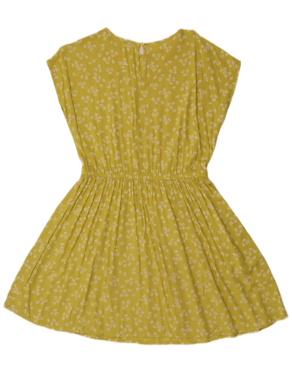 Benetton Womens A-Line Dress UK 14 Medium Yellow Floral