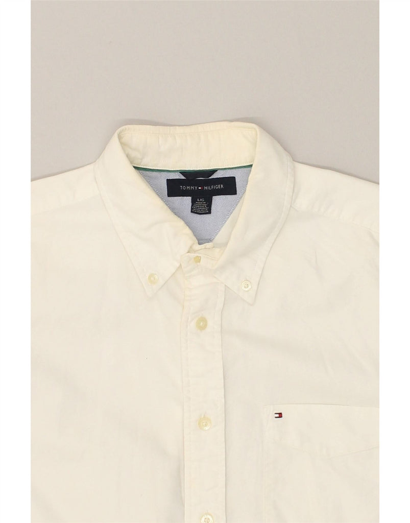 TOMMY HILFIGER Mens Shirt Large White Cotton | Vintage Tommy Hilfiger | Thrift | Second-Hand Tommy Hilfiger | Used Clothing | Messina Hembry 