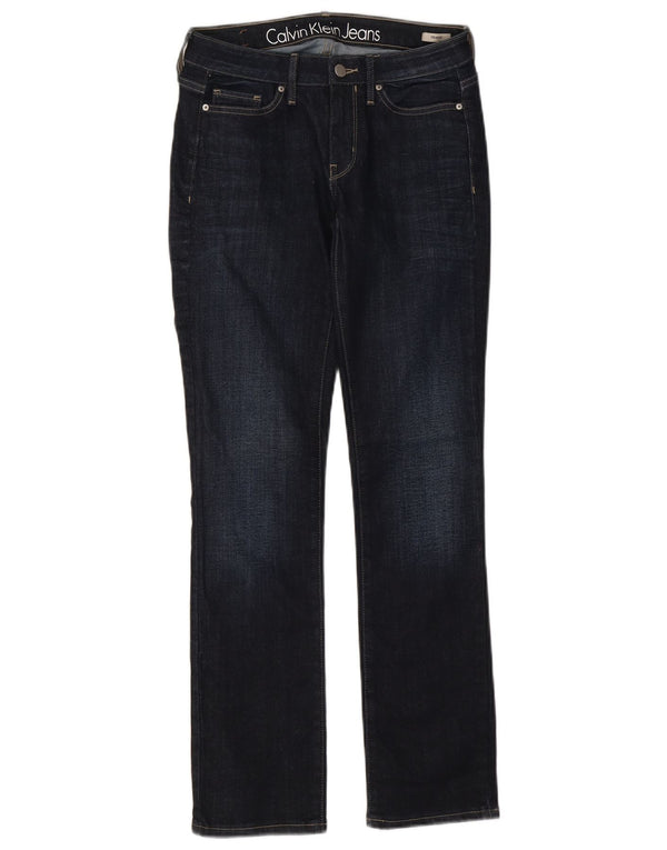 Calvin Klein Womens Straight Jeans W25 L30 Navy Blue Cotton