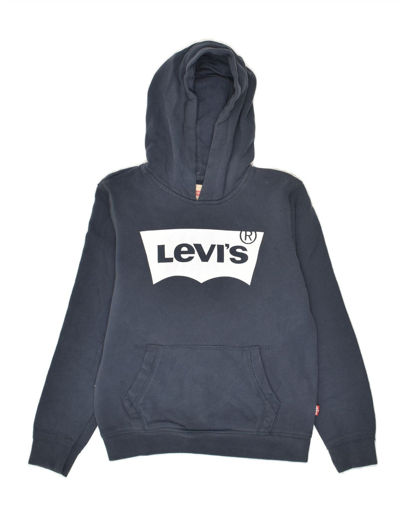 LEVI'S Boys Graphic Hoodie Jumper 11-12 Years Navy Blue Cotton | Vintage Levi's | Thrift | Second-Hand Levi's | Used Clothing | Messina Hembry 