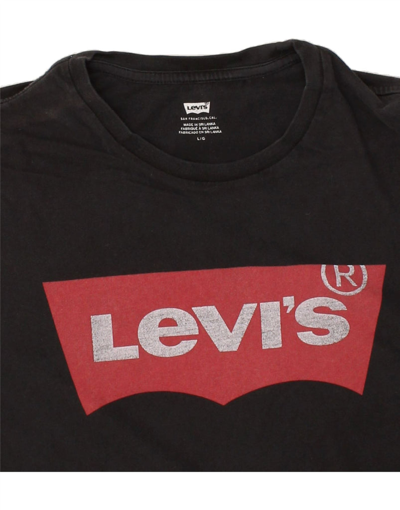 LEVI'S Mens Graphic T-Shirt Top Large Black Cotton Vintage Levi's and Second-Hand Levi's from Messina Hembry 