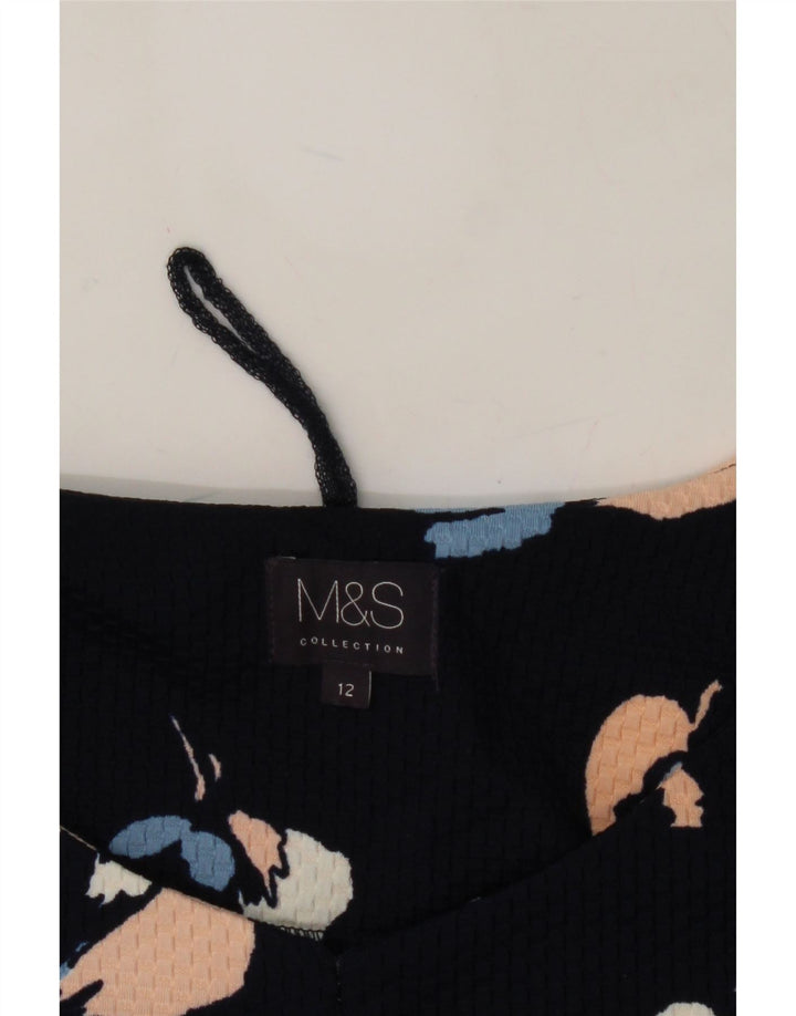 MARKS & SPENCER Womens Crop 3/4 Sleeve Cardigan Top UK 12 Medium Navy Blue Vintage Marks & Spencer and Second-Hand Marks & Spencer from Messina Hembry 