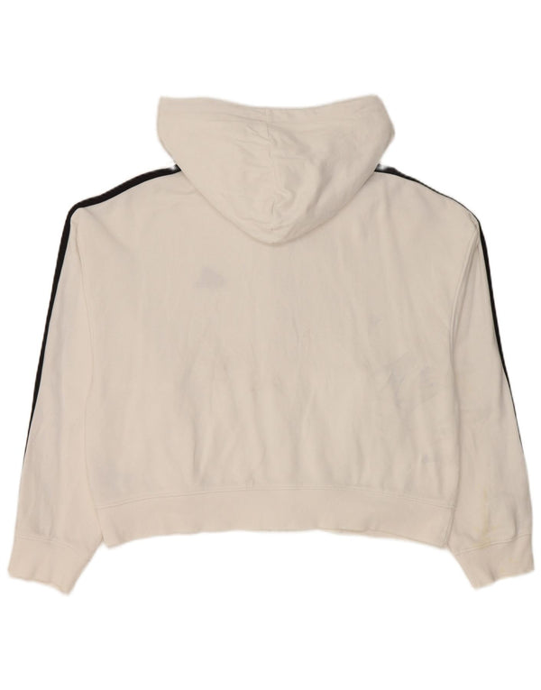 Adidas Womens Crop Zip Hoodie Sweater UK 12/14 Medium White Cotton