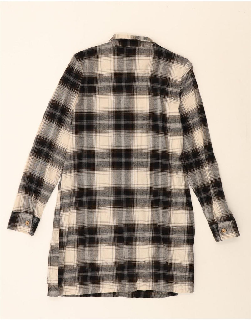BUFFALO Womens Flannel Long Sleeve Shirt Dress UK 12 Medium Beige Plaid Vintage Buffalo and Second-Hand Buffalo from Messina Hembry 