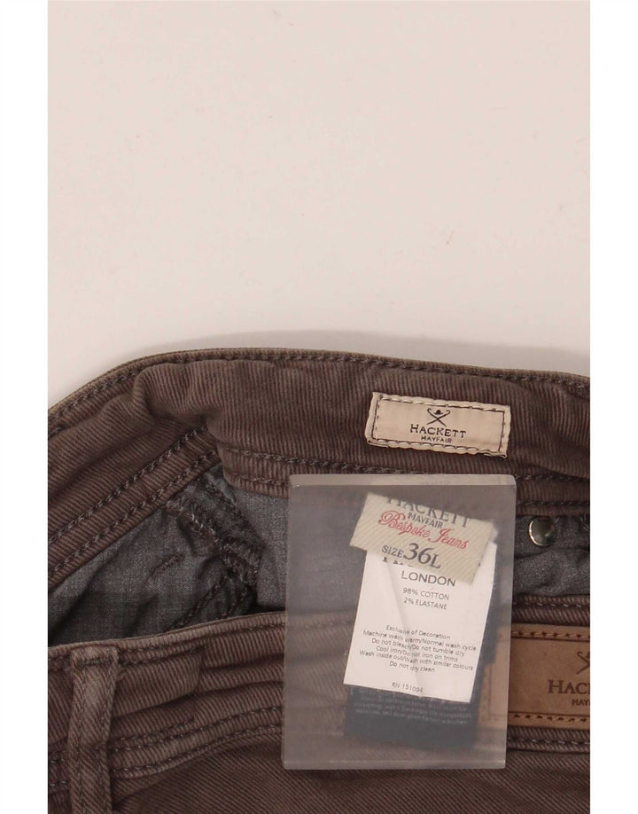 Hackett Mens Slim Casual Trousers W36 L32 Grey Cotton