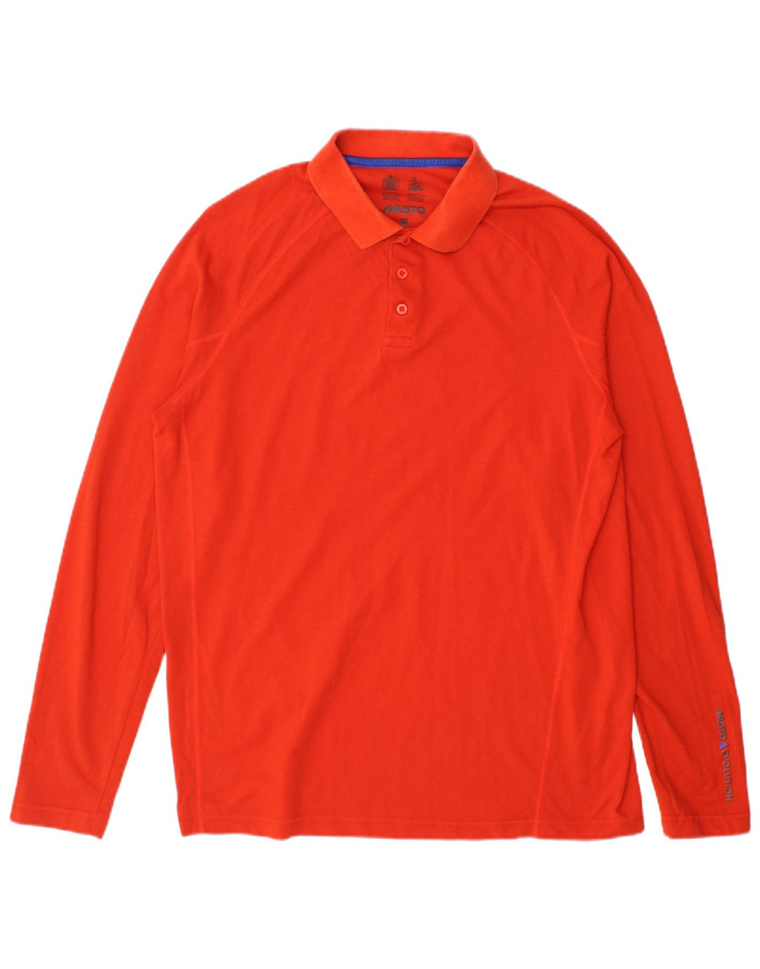 Musto Mens Long Sleeve Polo Shirt Medium Orange Cotton