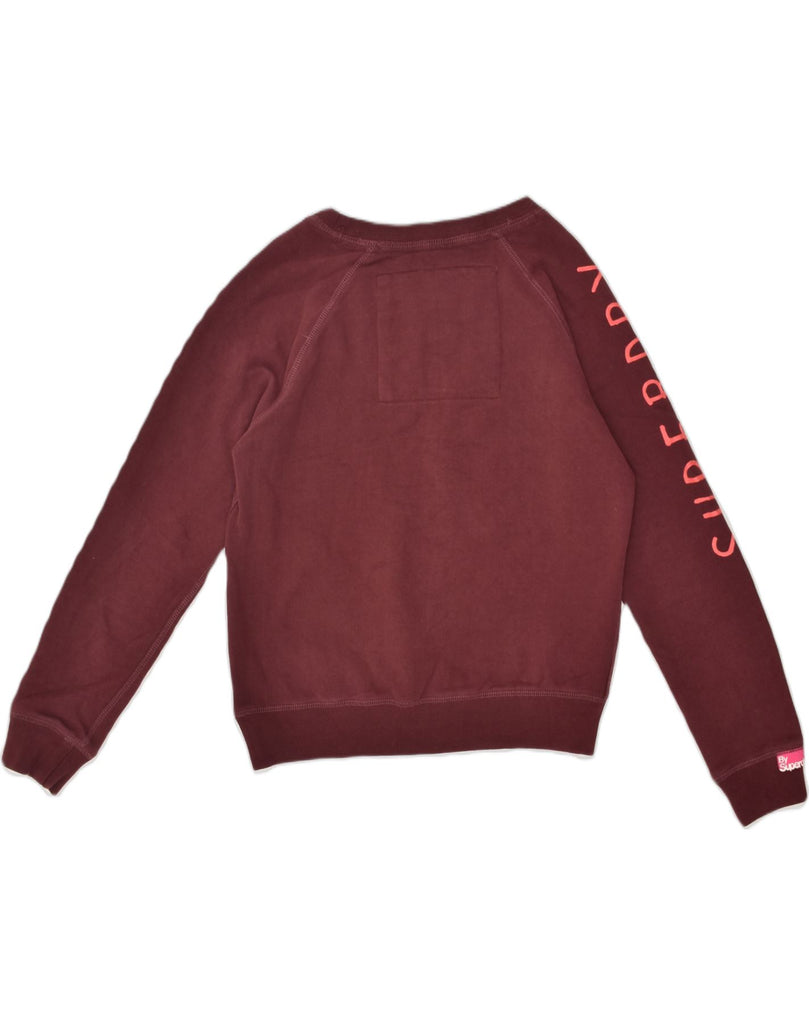 SUPERDRY Womens Graphic Sweatshirt Jumper UK 12 Medium Burgundy Cotton | Vintage Superdry | Thrift | Second-Hand Superdry | Used Clothing | Messina Hembry 