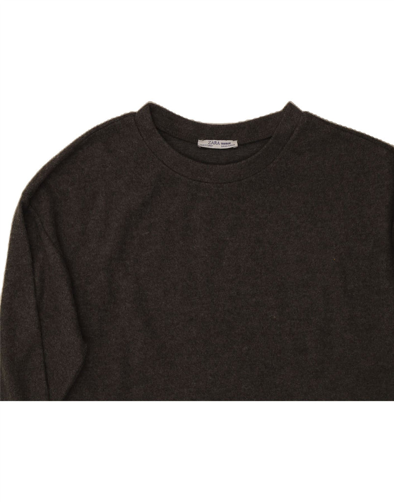 ZARA Womens Oversized Crop Top Long Sleeve UK 10 Small Grey Vintage Zara and Second-Hand Zara from Messina Hembry 