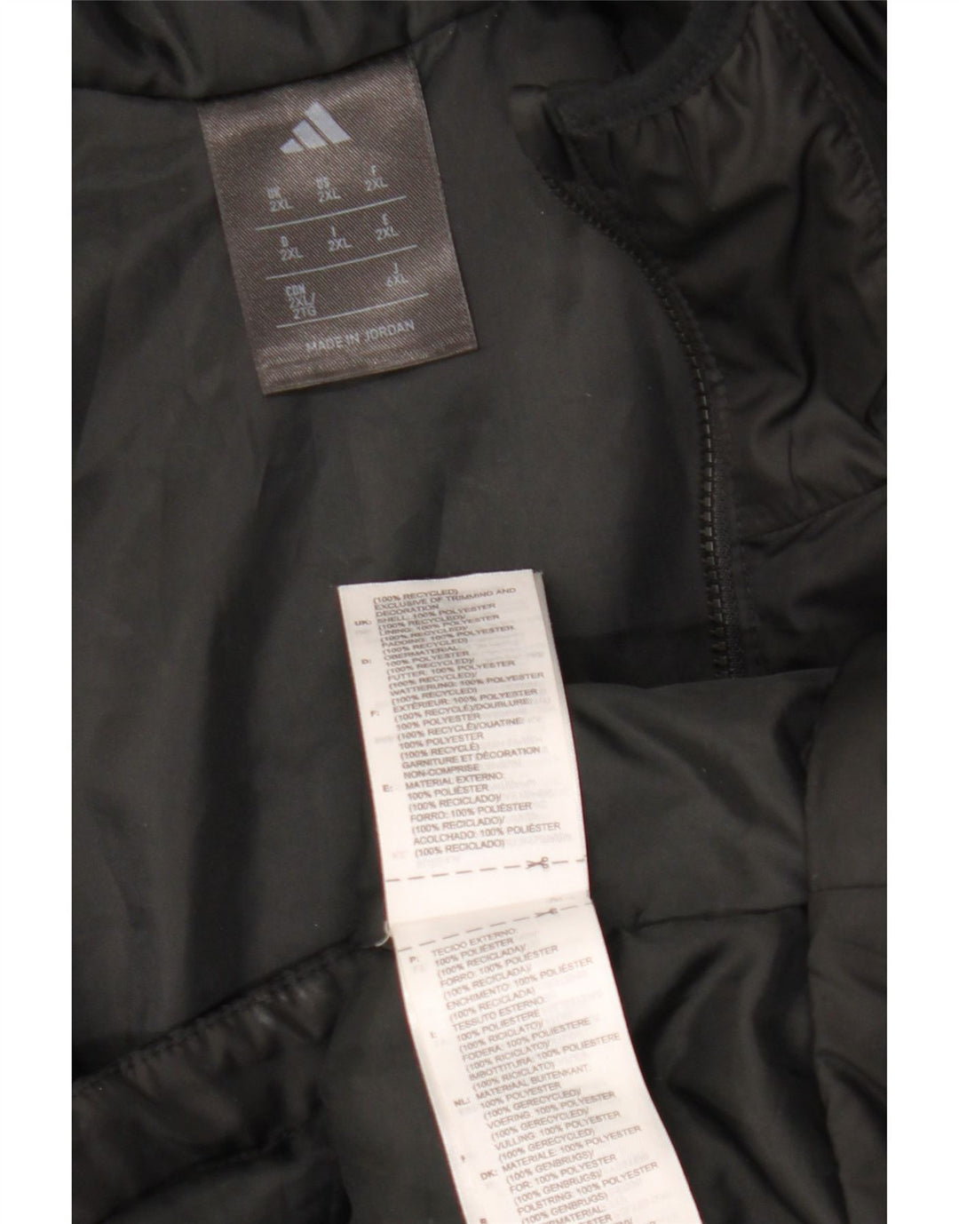 Adidas Mens Hooded Windbreaker Jacket UK 44 2XL Black Polyester