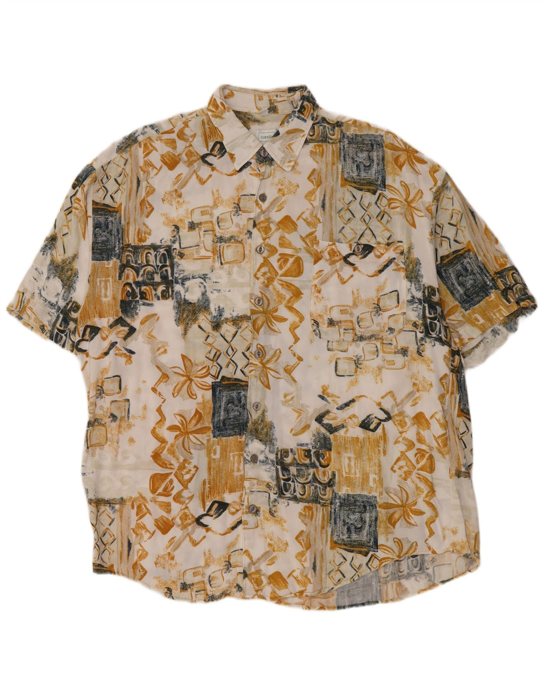 Canda Mens Short Sleeve Shirt Large Multicoloured Patchwork Viscose