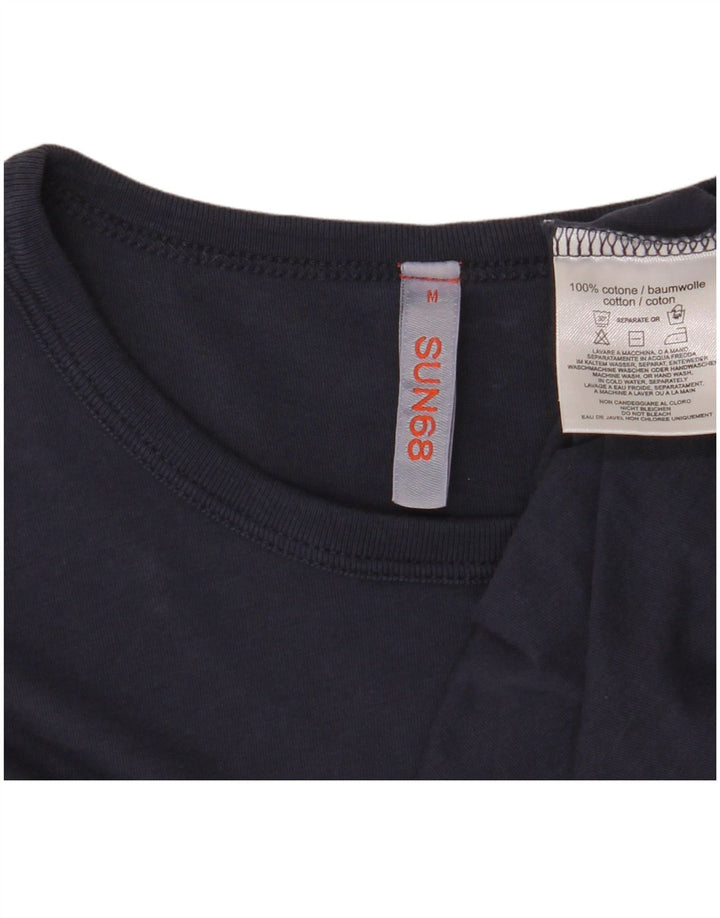 SUN68 Mens T-Shirt Top Medium Navy Blue Cotton