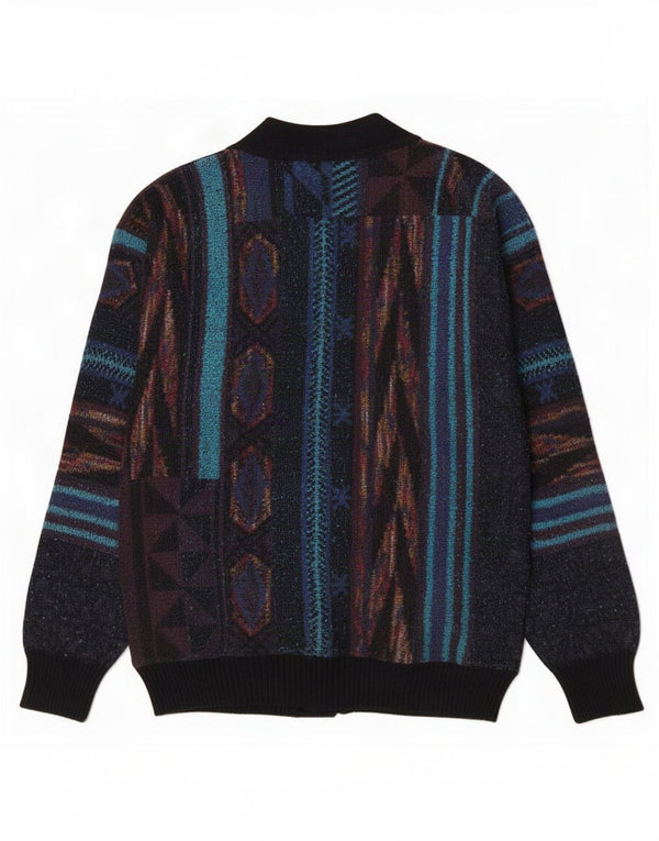 Luciano Chiari Mens Cardigan Sweater IT 48 Medium Multicoloured Geometric
