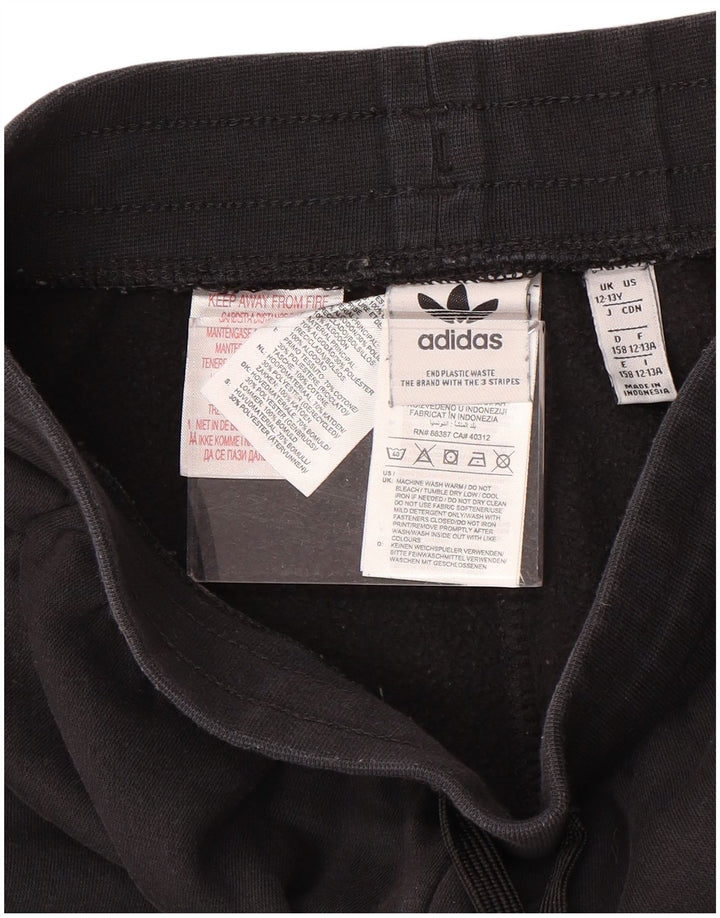 ADIDAS Boys Tracksuit Trousers Joggers 12-13 Years Black Cotton