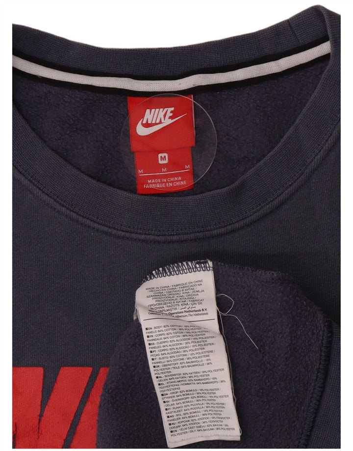 Nike Mens Graphic Sweatshirt Jumper Medium Blue Colourblock Cotton