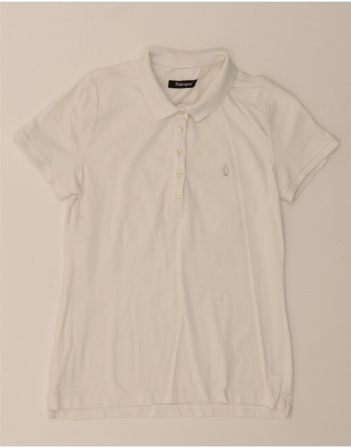 REFRIGUE Womens Polo Shirt UK 12 Medium White Cotton Vintage Refrigue and Second-Hand Refrigue from Messina Hembry 