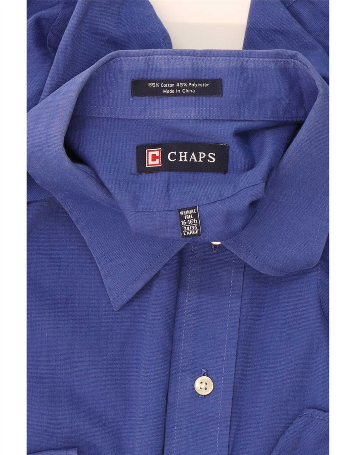Chaps Mens Shirt Size 16 1/2 Large Blue Cotton