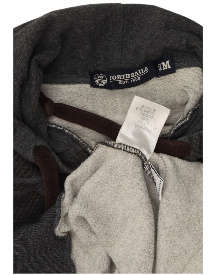 North Sails Mens Hoodie Jumper Medium Grey Plaid Cotton