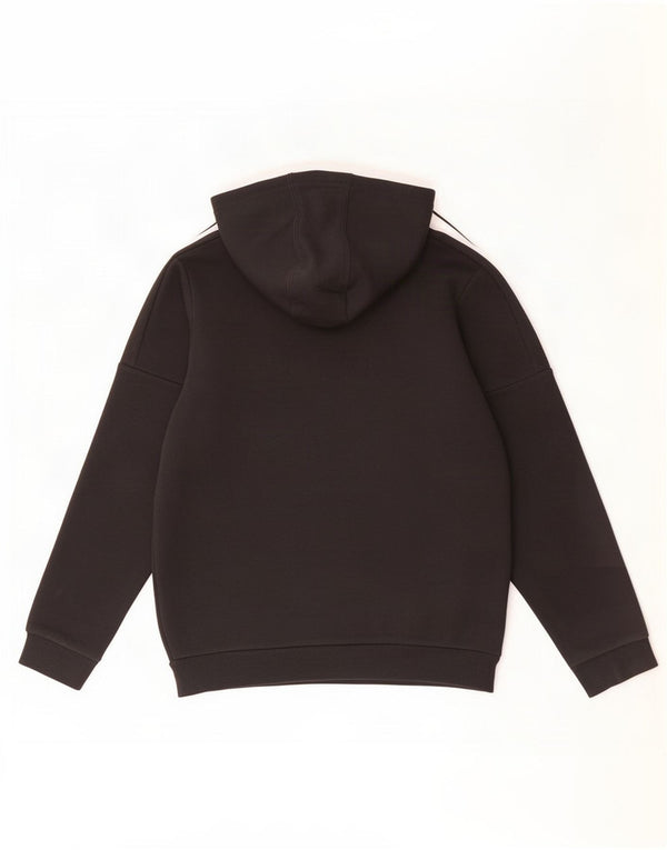 Adidas Boys Graphic Hoodie Jumper 11-12 Years Black Cotton