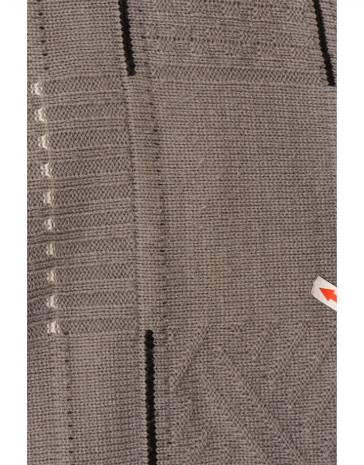 Jacques Lorant Mens V-Neck Jumper Sweater UK 42/44 Large Grey Striped