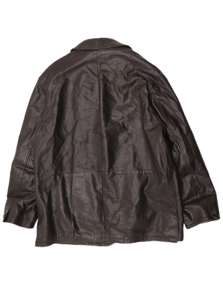 Vintage Mens Leather Jacket IT 52 XL Black Leather
