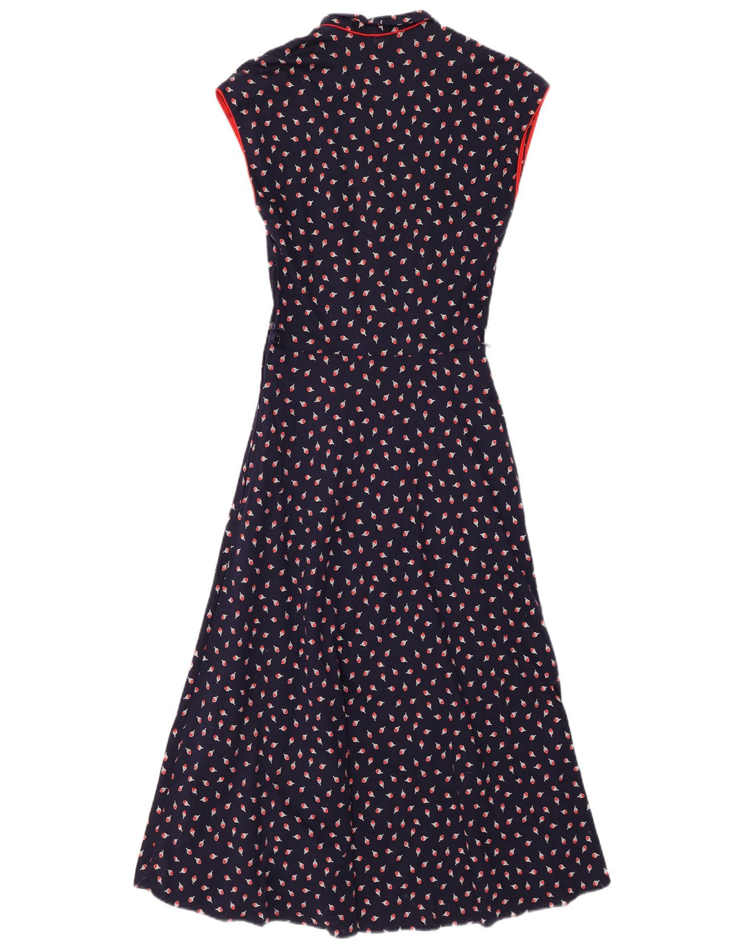 VINTAGE Womens Sleeveless Maxi Dress IT 38 XS Navy Blue Floral Cotton