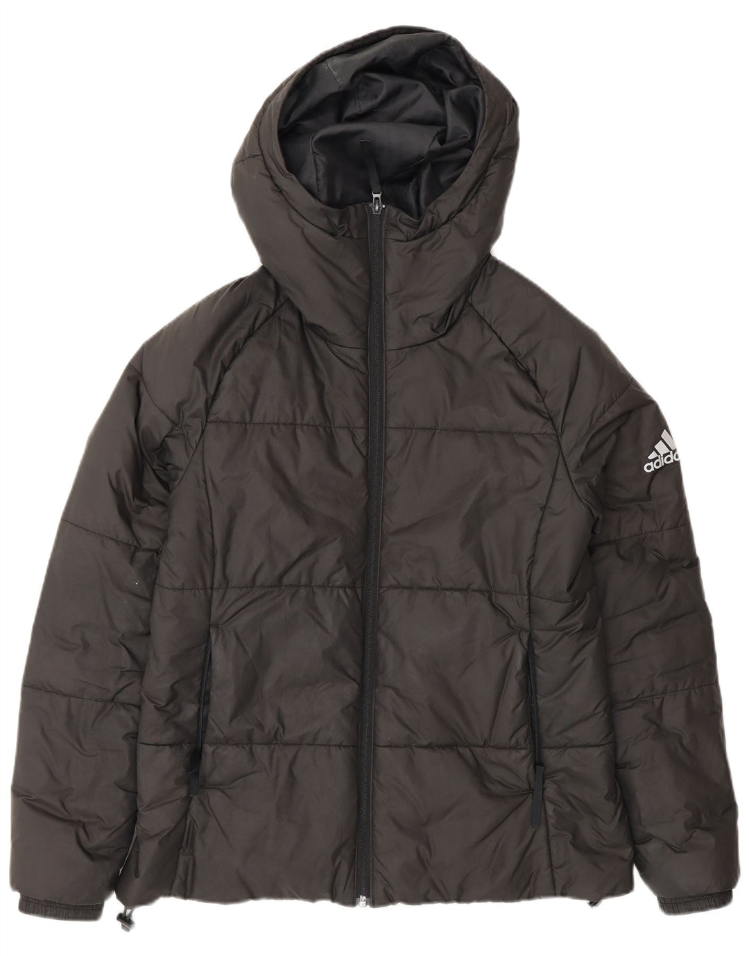 Adidas Womens Hooded Padded Jacket UK 12/14 Medium Black