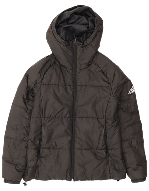 Adidas Womens Hooded Padded Jacket UK 12/14 Medium Black