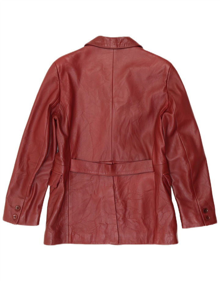 Forester Womens 3 Button Leather Blazer Jacket IT 46 Large Burgundy Leather