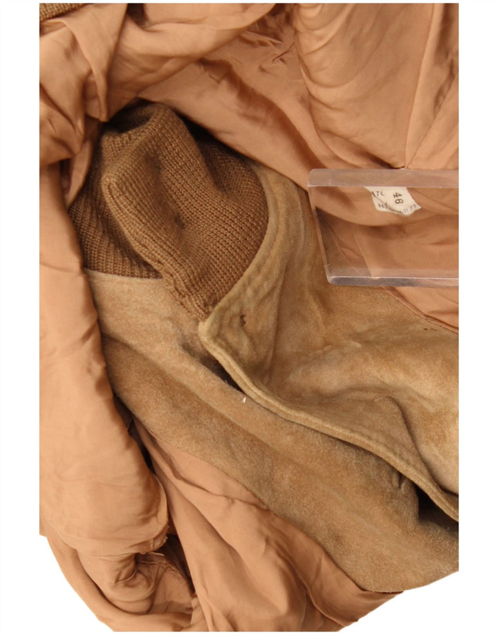 Vintage Mens Suede Bomber Jacket IT 46 Small Beige