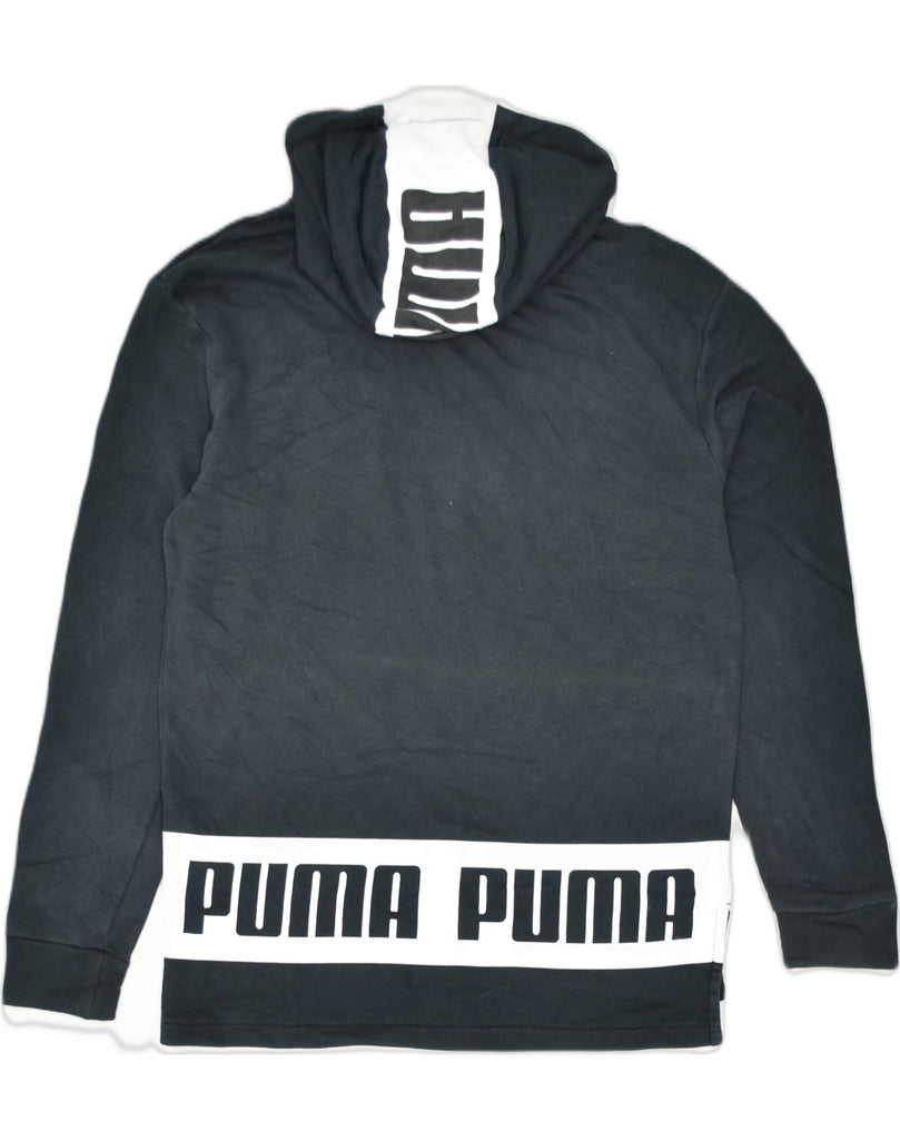 PUMA Mens Graphic Hoodie Jumper Small Black Cotton | Vintage | Thrift | Second-Hand | Used Clothing | Messina Hembry 