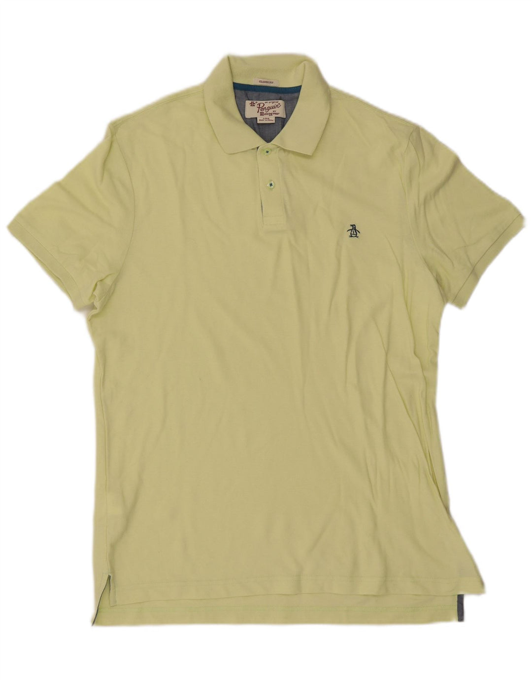 Penguin Mens Classic Fit Polo Shirt Large Yellow Cotton