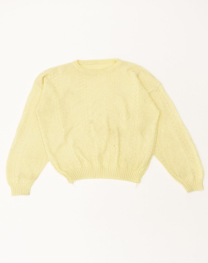 VINTAGE Womens Crew Neck Jumper Sweater UK 14 Large Yellow Cotton | Vintage Vintage | Thrift | Second-Hand Vintage | Used Clothing | Messina Hembry 