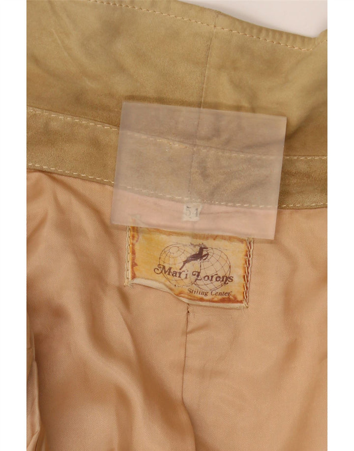 Vintage Mens Suede Bomber Jacket UK 38 Medium Beige