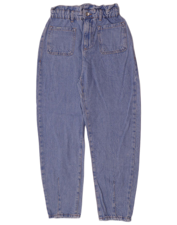 Zara Womens High Waist Tapered Jeans EU 34 2XS W24 L26 Blue Cotton