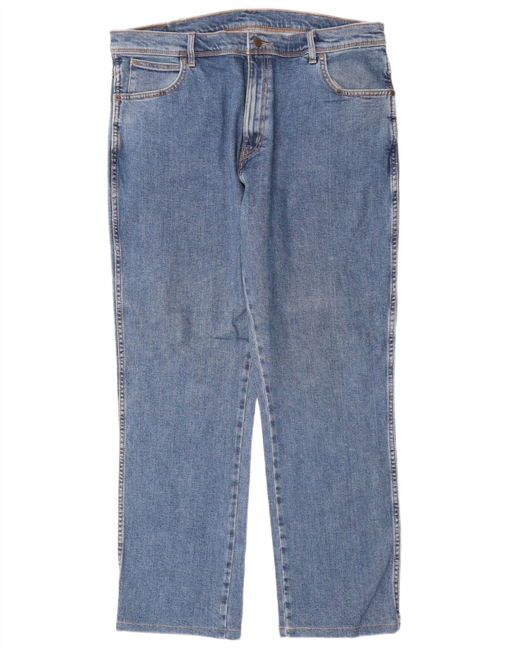 Wrangler Mens Regular Fit Straight Jeans W38 L32 Blue Cotton