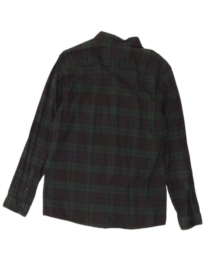 Cos Mens Flannel Shirt Small Green Plaid Cotton