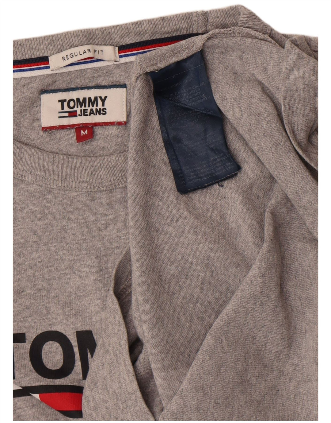 Tommy Hilfiger Mens Regular Fit Graphic Top Long Sleeve Medium Grey Cotton