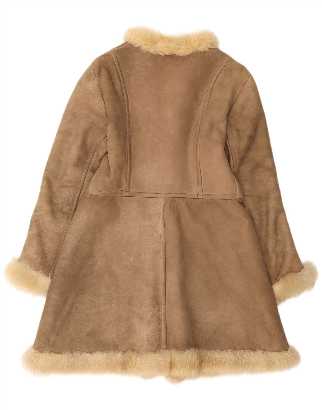 Vintage Womens Shearling Coat UK 10 Small Brown