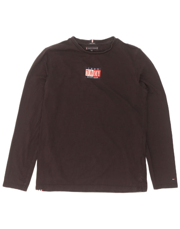 Tommy Hilfiger Boys Graphic Top Long Sleeve 15-16 Years Black Cotton