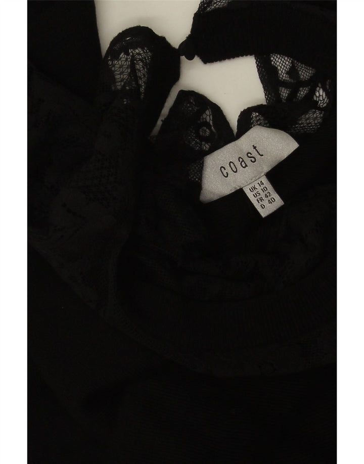 Coast Womens Batwing Bodycon Dress UK 14 Large Black Viscose