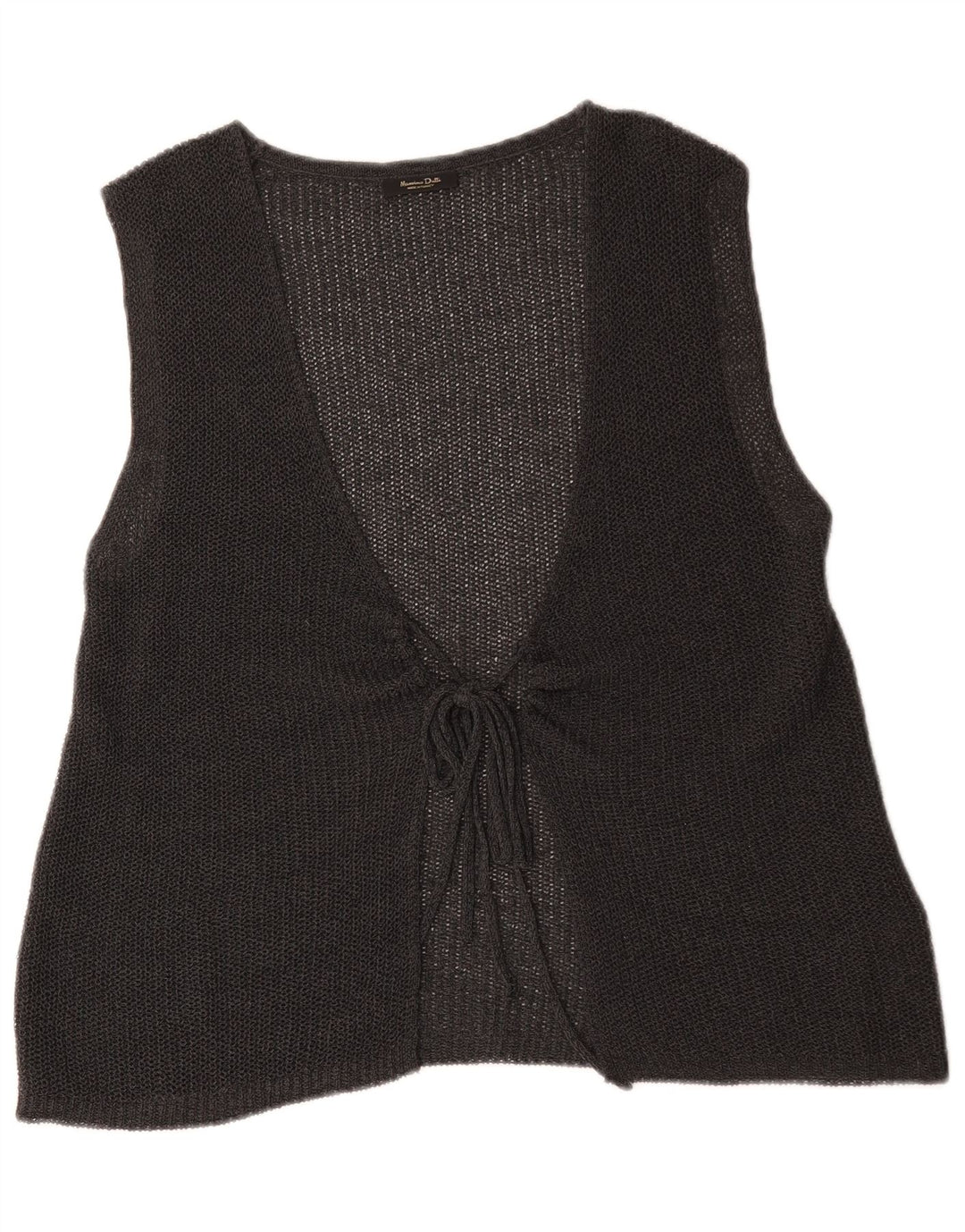 Massimo Dutti Womens Sleeveless Cardigan Sweater UK 14 Medium Grey