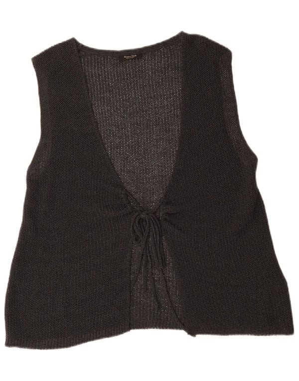 Massimo Dutti Womens Sleeveless Cardigan Sweater UK 14 Medium Grey