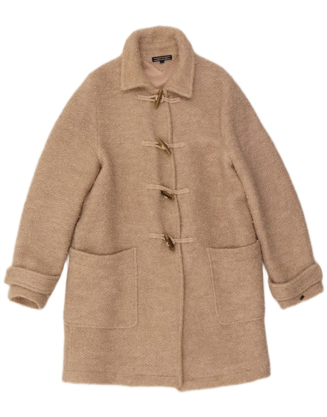 Tommy Hilfiger Womens Duffle Coat UK 10 Small Beige Wool