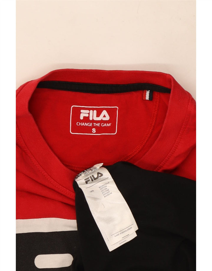 Fila Mens Graphic T-Shirt Top Small Multicoloured Colourblock Cotton