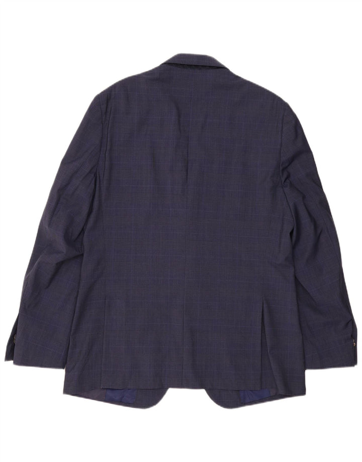 MASSIMO DUTTI Mens 2 Button Blazer Jacket EU 56 XL Navy Blue Houndstooth