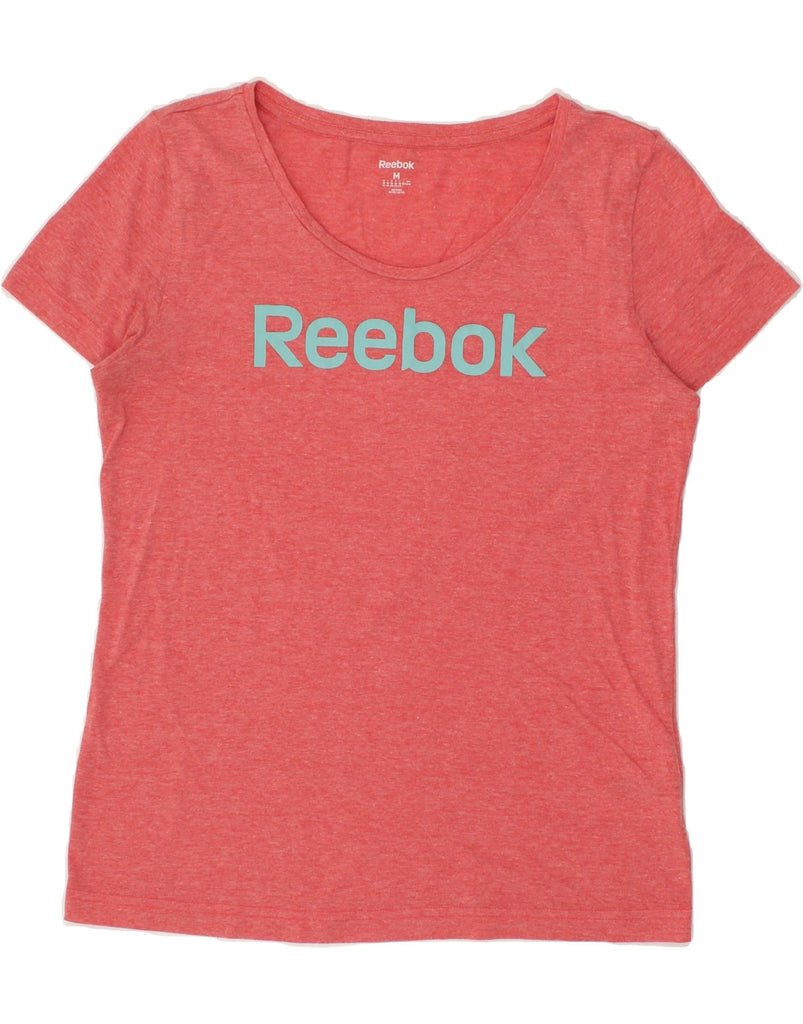 REEBOK Womens Graphic T-Shirt Top UK 12 Medium Red Flecked Cotton | Vintage Reebok | Thrift | Second-Hand Reebok | Used Clothing | Messina Hembry 