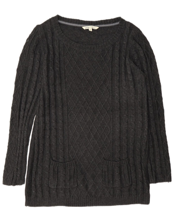 Fat Face Womens Boat Neck Jumper Sweater UK 16 Large Grey Cotton
