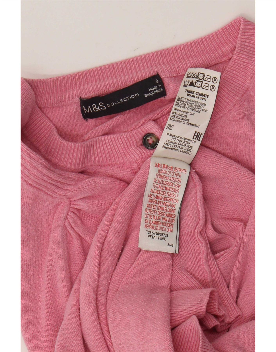 Marks & Spencer Womens Cardigan Sweater UK 8 Small Pink Viscose